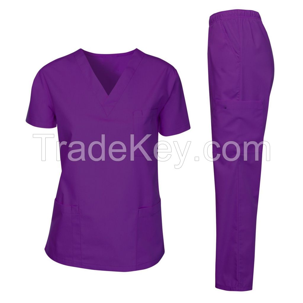 Wholesale 100% Cotton V Neck Hospital Uniform medical scrub uniform