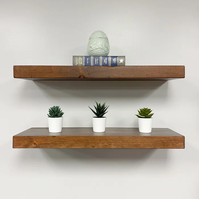 2 piece wooden floating shelf