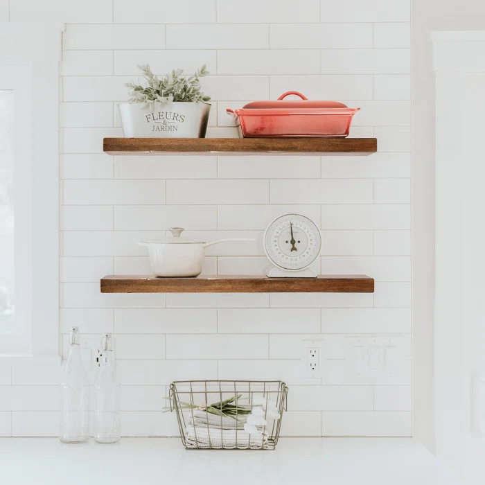 2 piece wooden floating shelf