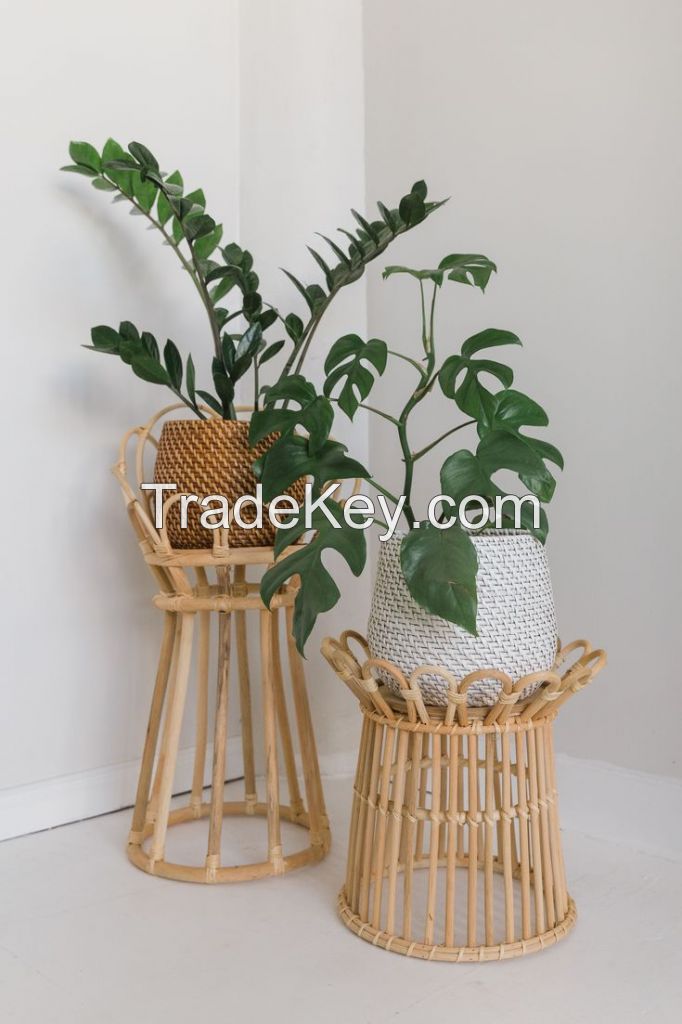 Wholesale Price Rattan Planter Tree Pots Boho Vintage Style Tree Basket Home Gardent Decoration FBA Amazon