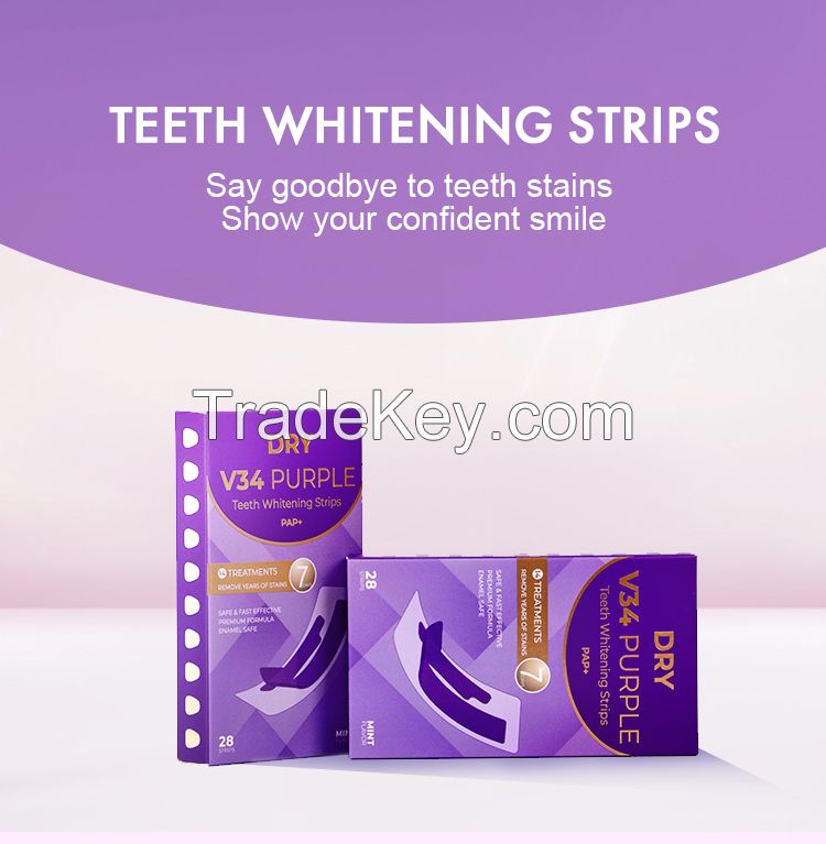2023 IVISMILE Wholesale Professional Sensitive-free V34 Purple Teeth Whitening Strips Colour Corrector Dry Strips