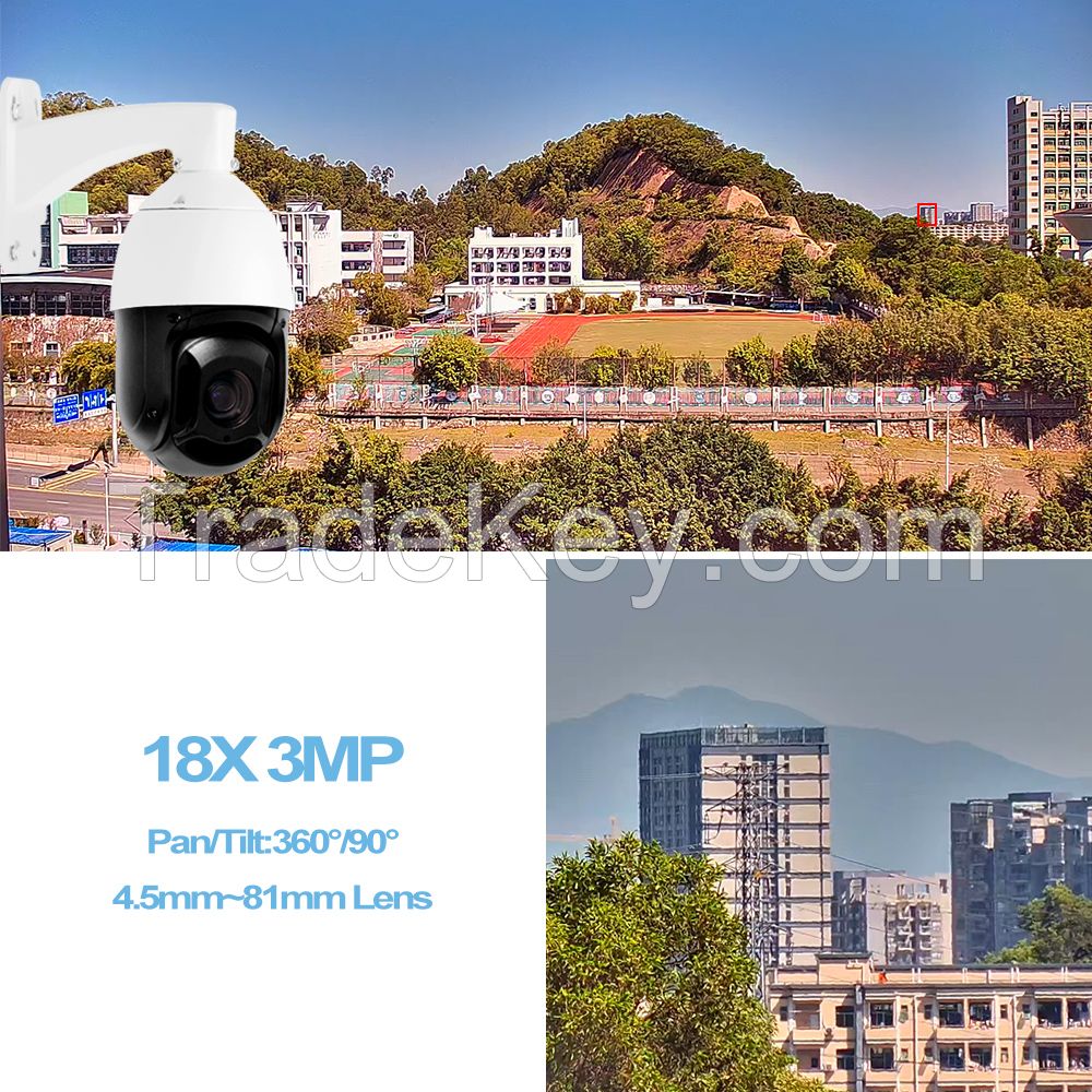 High Resolution PoE Cameras Face ID Detection 18X 500M Day Vision 30fps PTZ Auto Tracking Camera