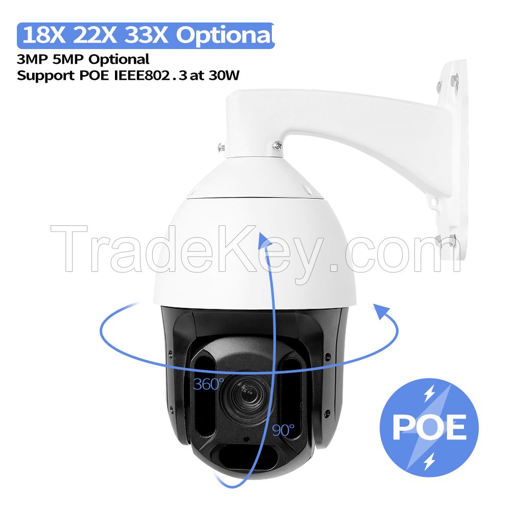 Compatible HIK Dahua 22x 33X Zoom 150m 5.5 Inch IP POE PTZ Dome Camera