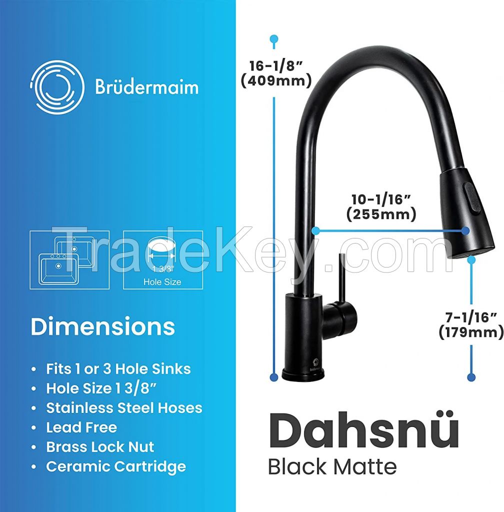 Black Pulldown Kitchen Faucet-cUPC Certified-Dahsnu