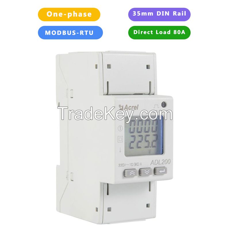 Acrel 80a Single Phase Adl200 Electricity Consumption Meter Energy Data Meter Watt Hour Power Logger 80a 230v Rs485 Port