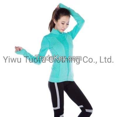 Custom Zipper Tops Coat Sports Wear Workout Clothing Women Gym Fitness Jacket Hoodies