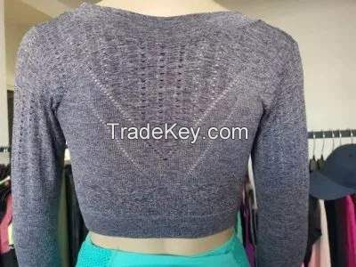 Fitting Yoga Long Sleeved Blouse for Female T Shirts Long-Sleeved Fitness Top