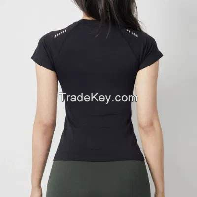 Dry Short Sleeve Round Neck Sports T-Shirt Running Fitness Breathable Yoga Sports Wear