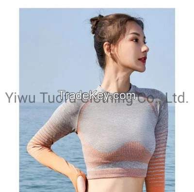 Long Sleeve Ladies Yoga Top Shirts Spring Autumn Outdoor Jacket Custom Women Coats Stretch Hoodies Comfortable Apparel