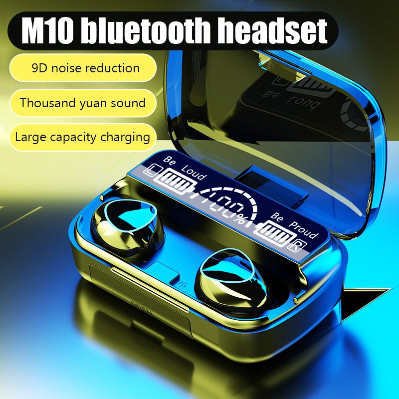 M10 Tws Wireless Headphones Bluetooth Earphones Waterproof LED Dispay Headset Hifi Stereo Arbuds For Iphone Android Phone