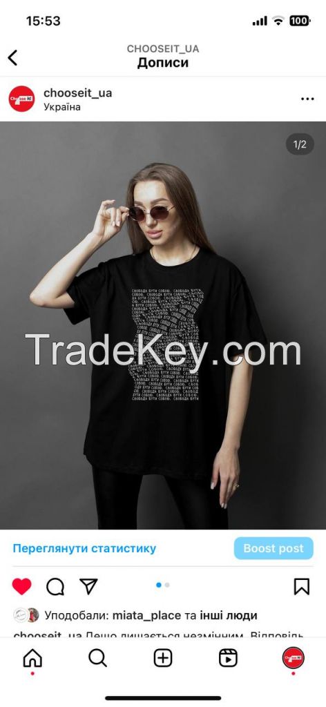 Women's T-shirt oversized fabric density 190, cotton