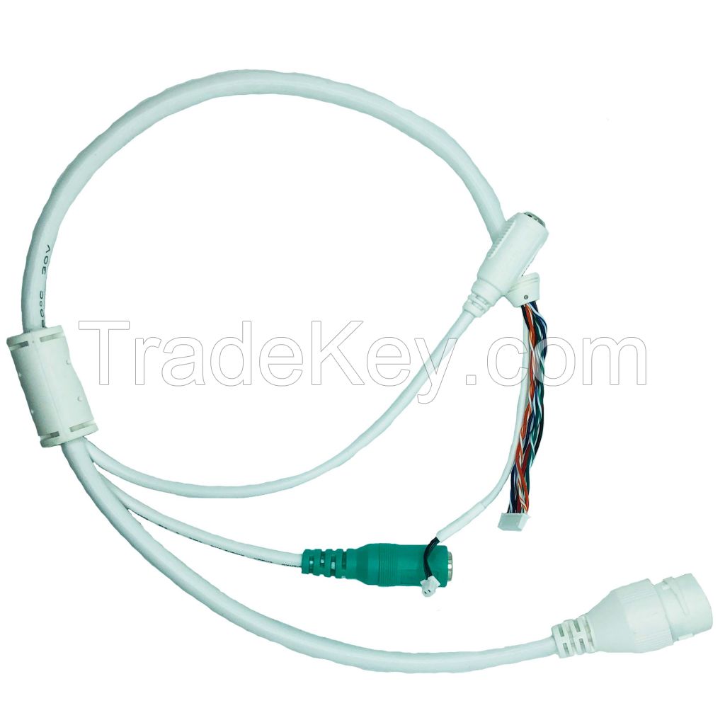 004 Cctv Cable For Ip Camera Manufacturers Rj45/dc5.5*2.1/3.5st Wiring Harness With Connector