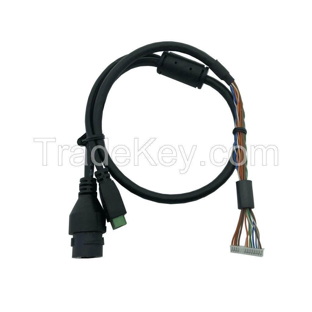 017 Custom Cable Harness Assembly Rj45f/3.81 Pitch 2pin Terminal Block With Lugs Waterproof Wire For Outdoor Cameras Traffic Monitoring