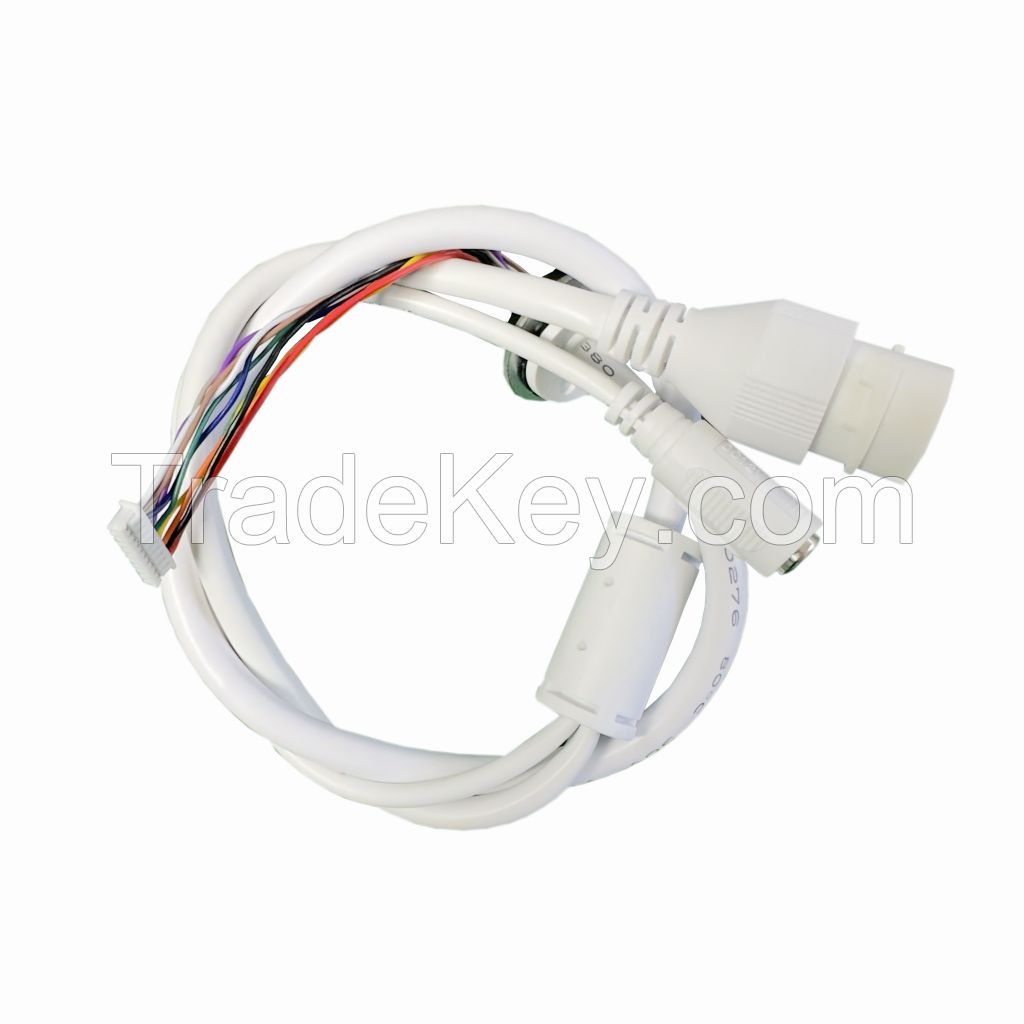 027 Multi Function Cable Assembly Power Signal RJ45 Female Core Welded Black Rubber Core FlatNeedle Wire Harness Factory