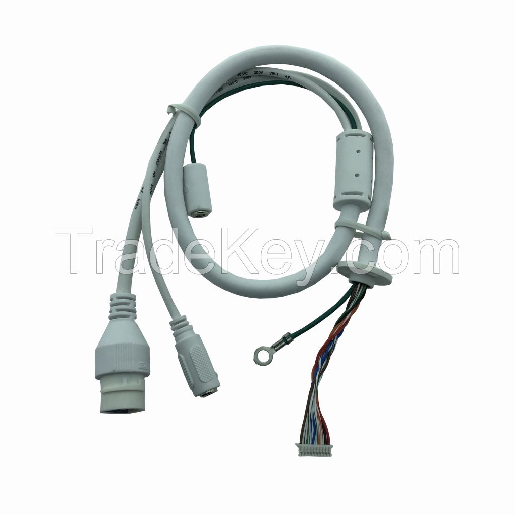 021 RJ45 Base MX1.25-10PIN Power Cable for IP Camera Custom Wiring Harness Factory Manufacturing DC5.5*2.1 / 3.5PITCH 4-PIN