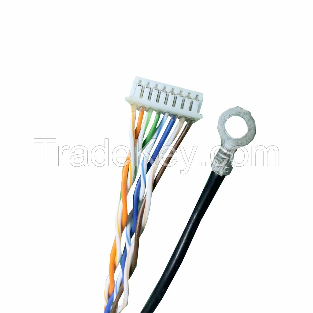 034 Waterproof Cable 1.25-8PIN Power Cable Assembly RJ45F Black Waterproof Cable Power Wire Harness Factory