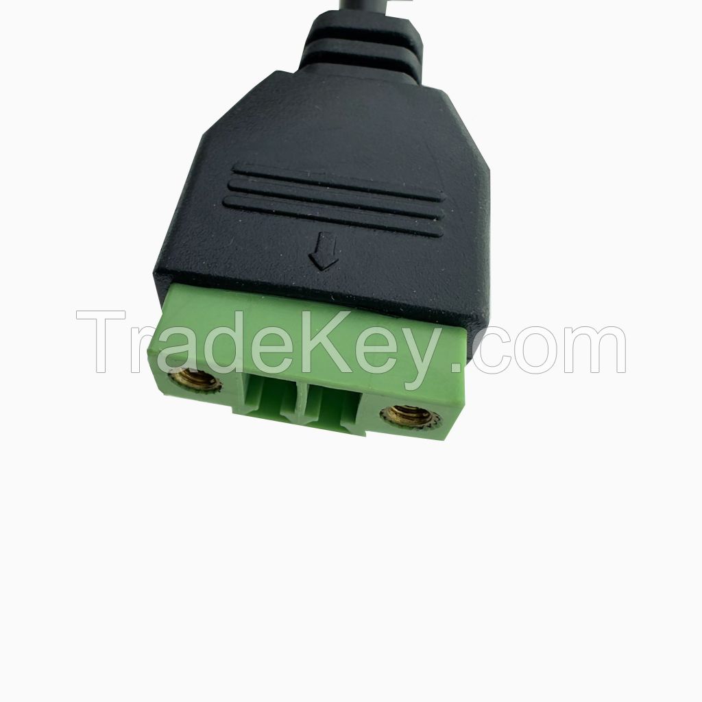 037 Custom Wire Cable Harness Assembly Factory Supply High Quality Connector Coaxial Cable RJ45F 3.5-4PIN Terminal Block
