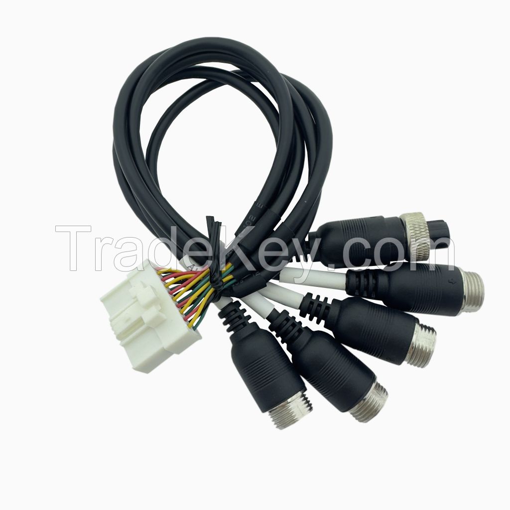 126 Custom Automotive Wiring Harness Female Head Cable Manufacturers GX12 4PIN Male Female Head