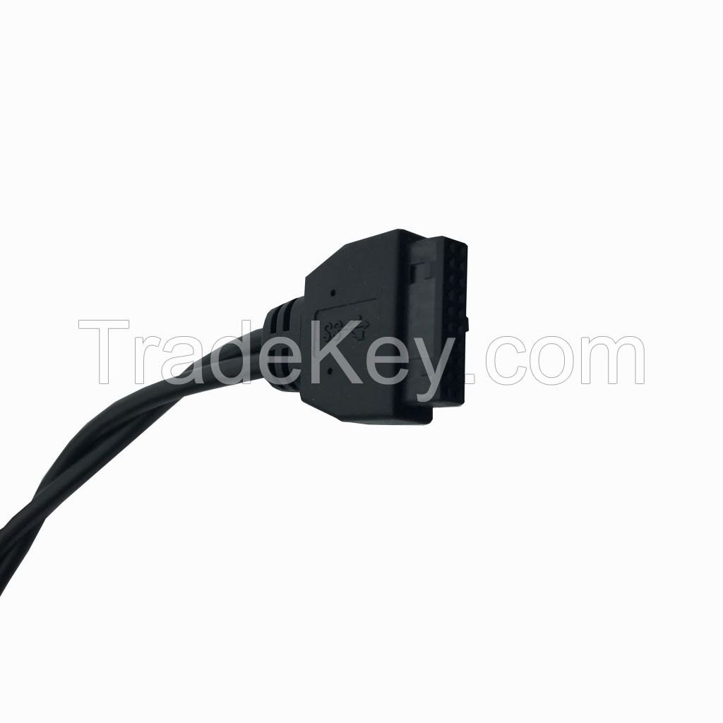 098 USB-Idc3.0 To 2 x MINI USB2.0 Spring Cable Chassis Front Panel HD Audio Cable Connection Monitor Power Cable