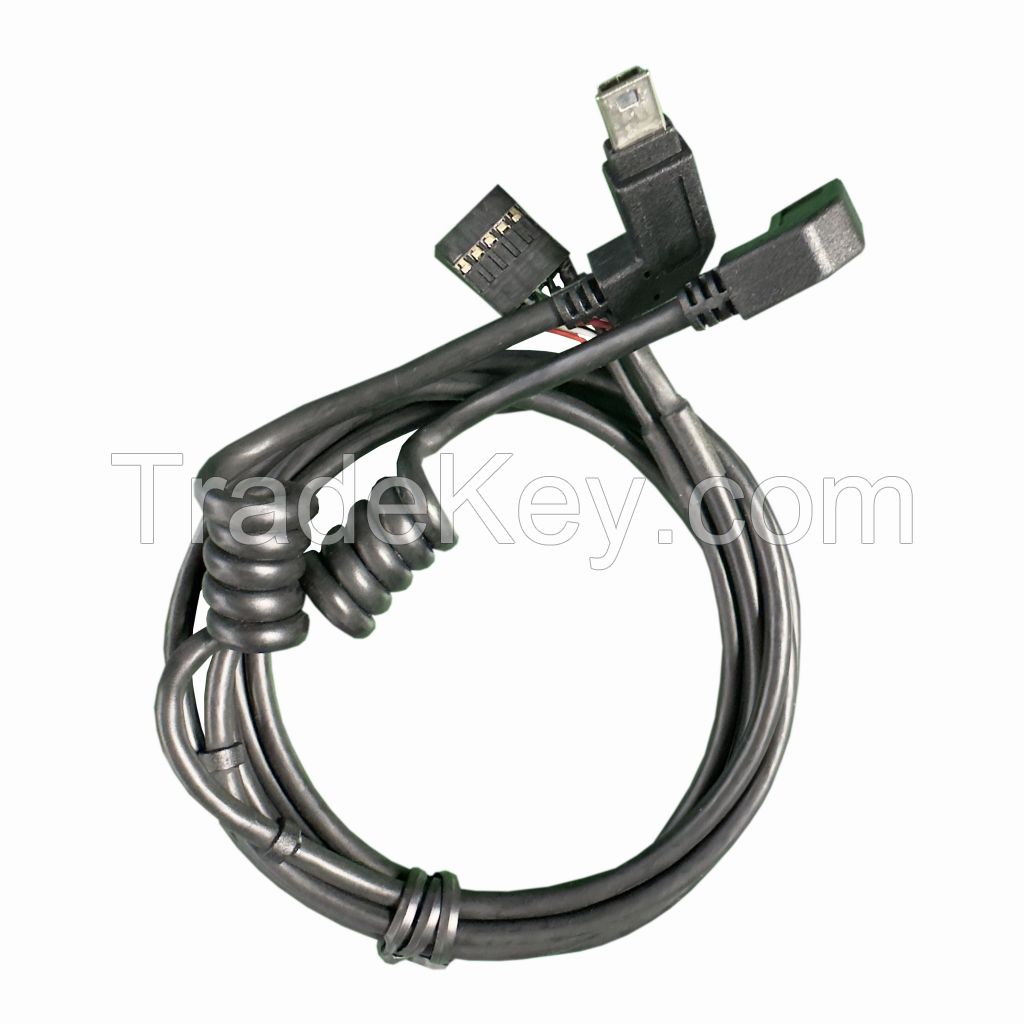 100 2x5PIN To 2xMini USB Spring Cable Computer Main Board Serial Cable 90   Degree Elbow Dupont Wire Connector
