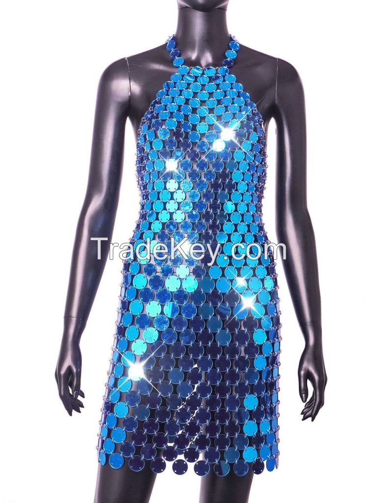 Sexy Beach Nightclub Party Handmade Acrylic Sequin Dress