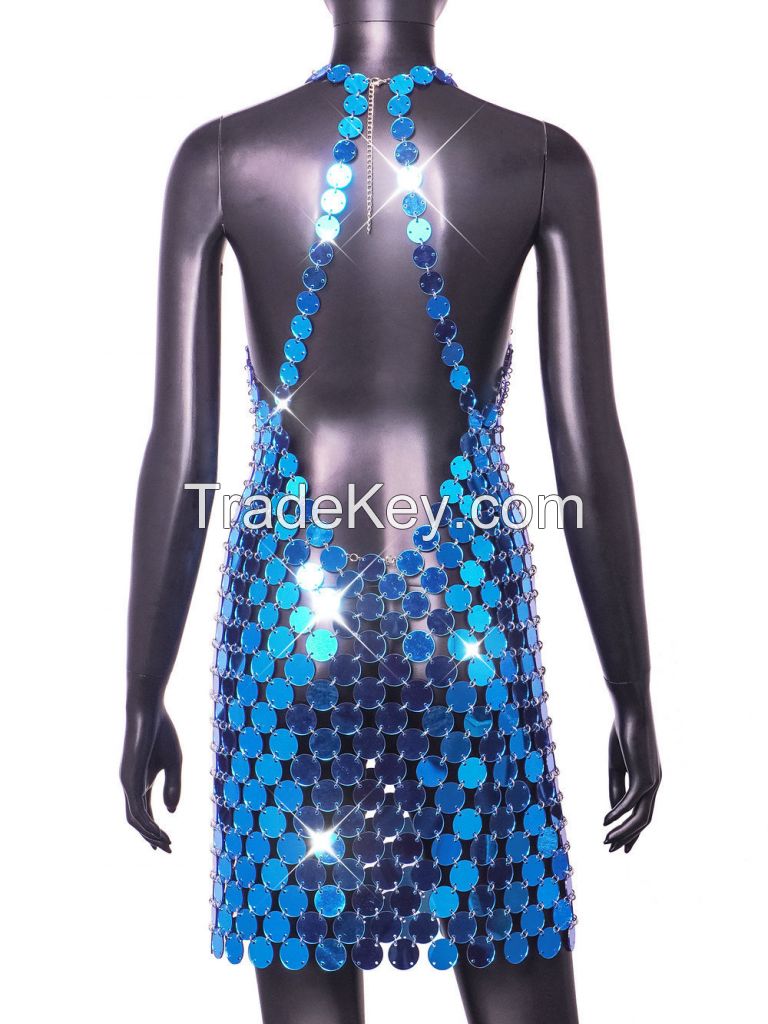 Sexy Beach Nightclub Party Handmade Acrylic Sequin Dress