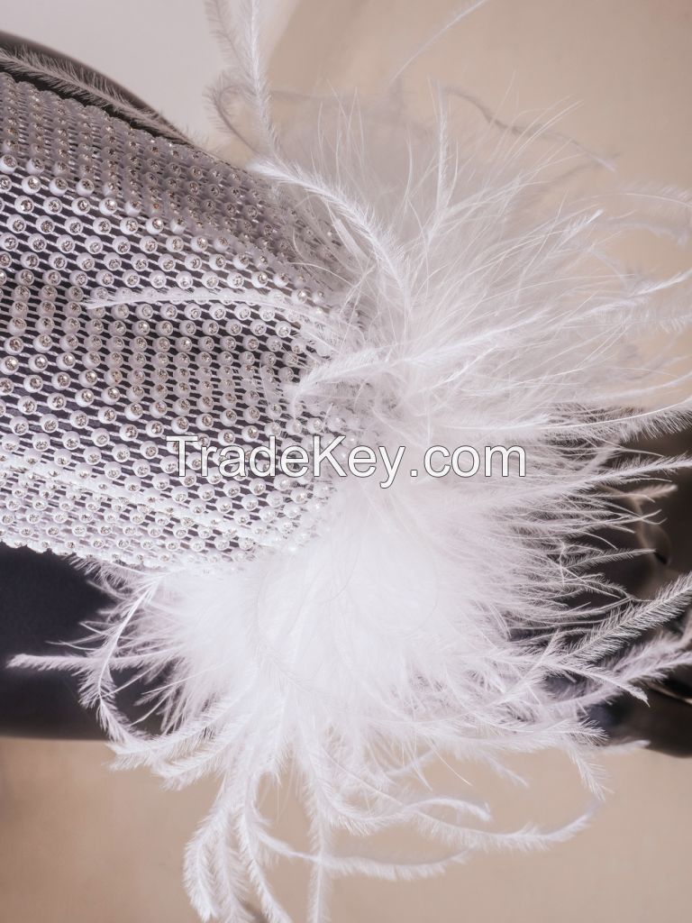 Party See-Through Pullover Loose Rhinestone Mesh Women's Dress with Feather