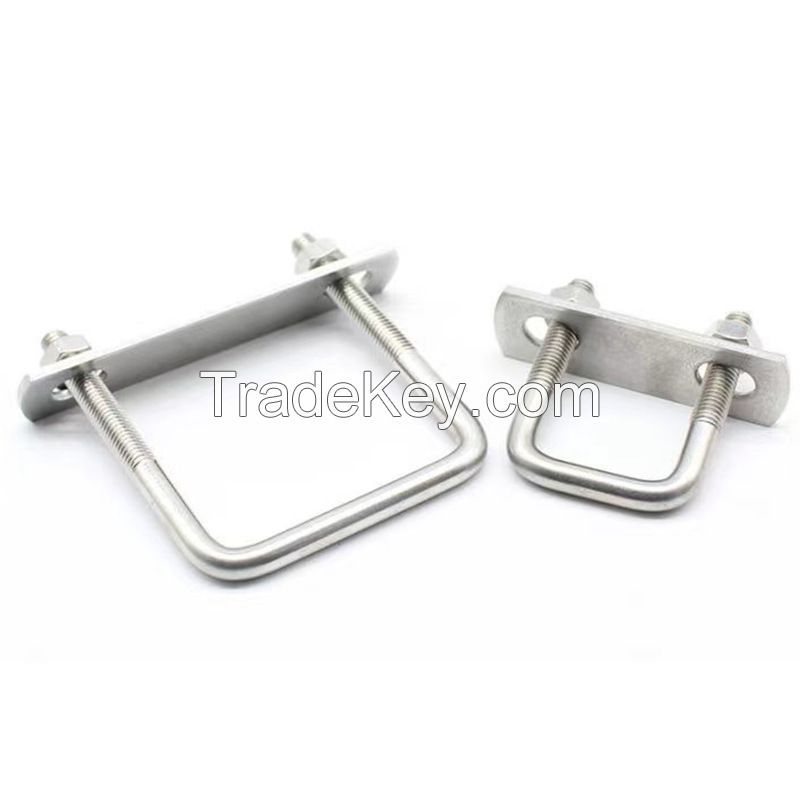 Square U-Bolt, Stainless Steel Square Bend U Bolts with Nuts and Frame Plate for Automobiles Trailer, Ski Boat, or Sailboat Trailer