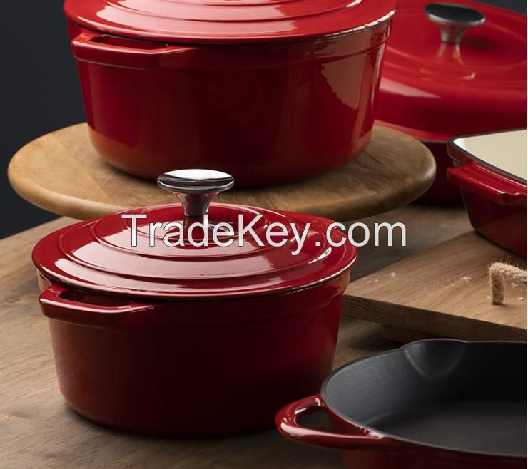 Hot Sale Enamel Coated Cast Iron Kitchenware Cooking Pot Cookware Set