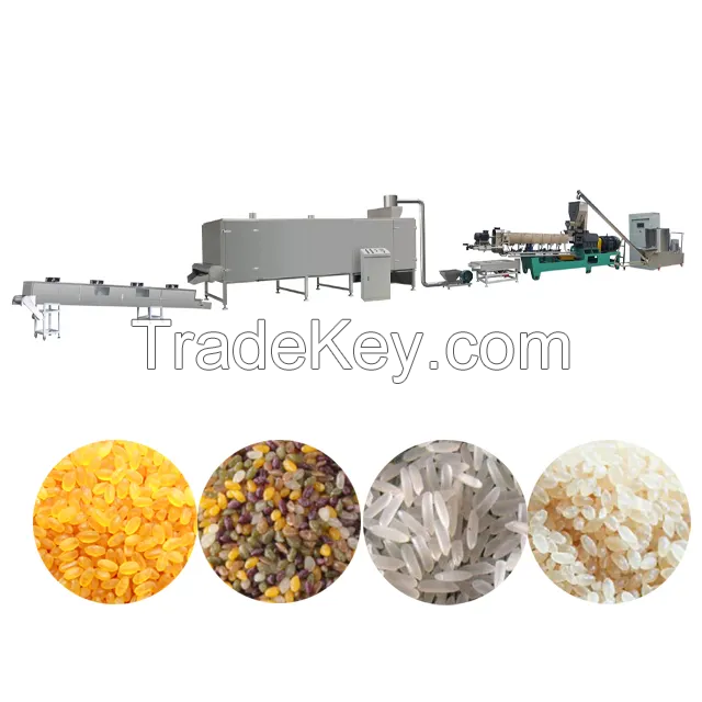 Re-produced extruded rice processing line