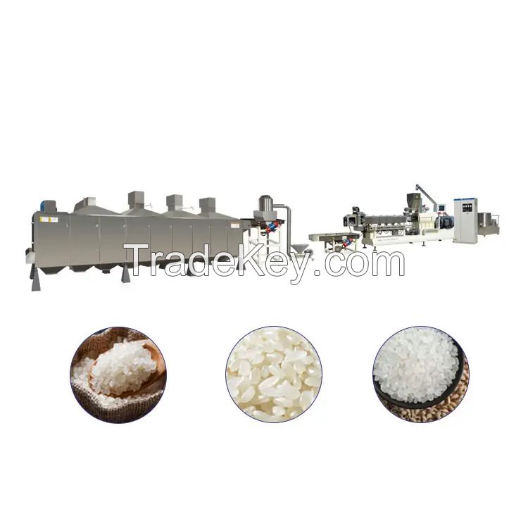 Re-produced extruded rice processing line