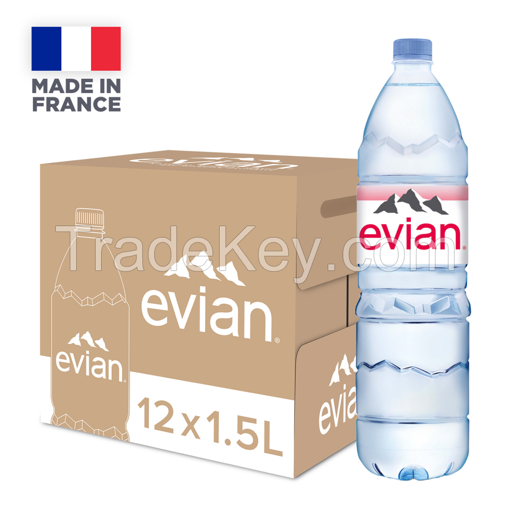 Evian Mineral Water No-Return PET 158203 FRANCE carton @ 12 bottles x 1, 5 litre