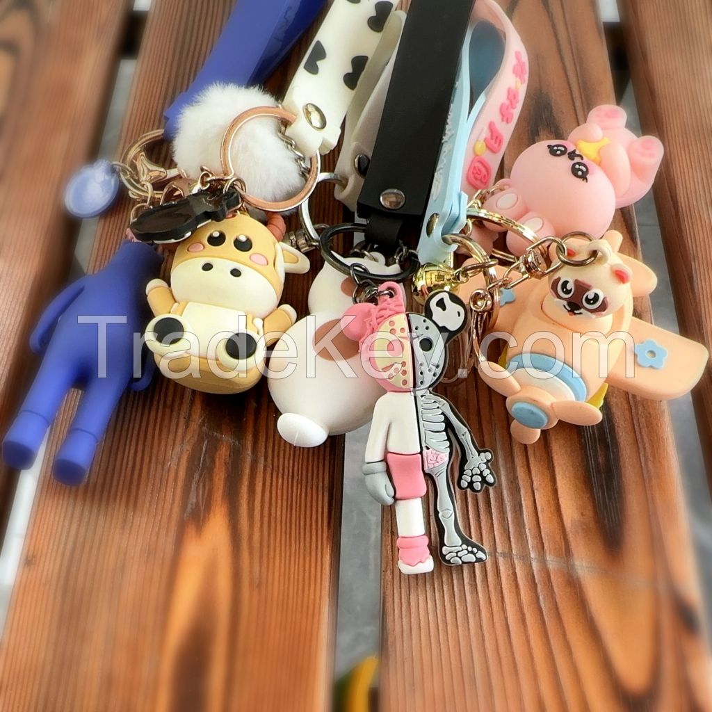 Soft 3D 2D Pvc Keychains / Keyrings