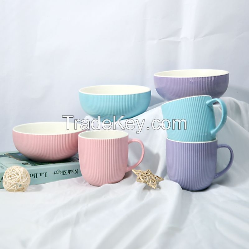 Colorful dinnerware set with mug bowl plate