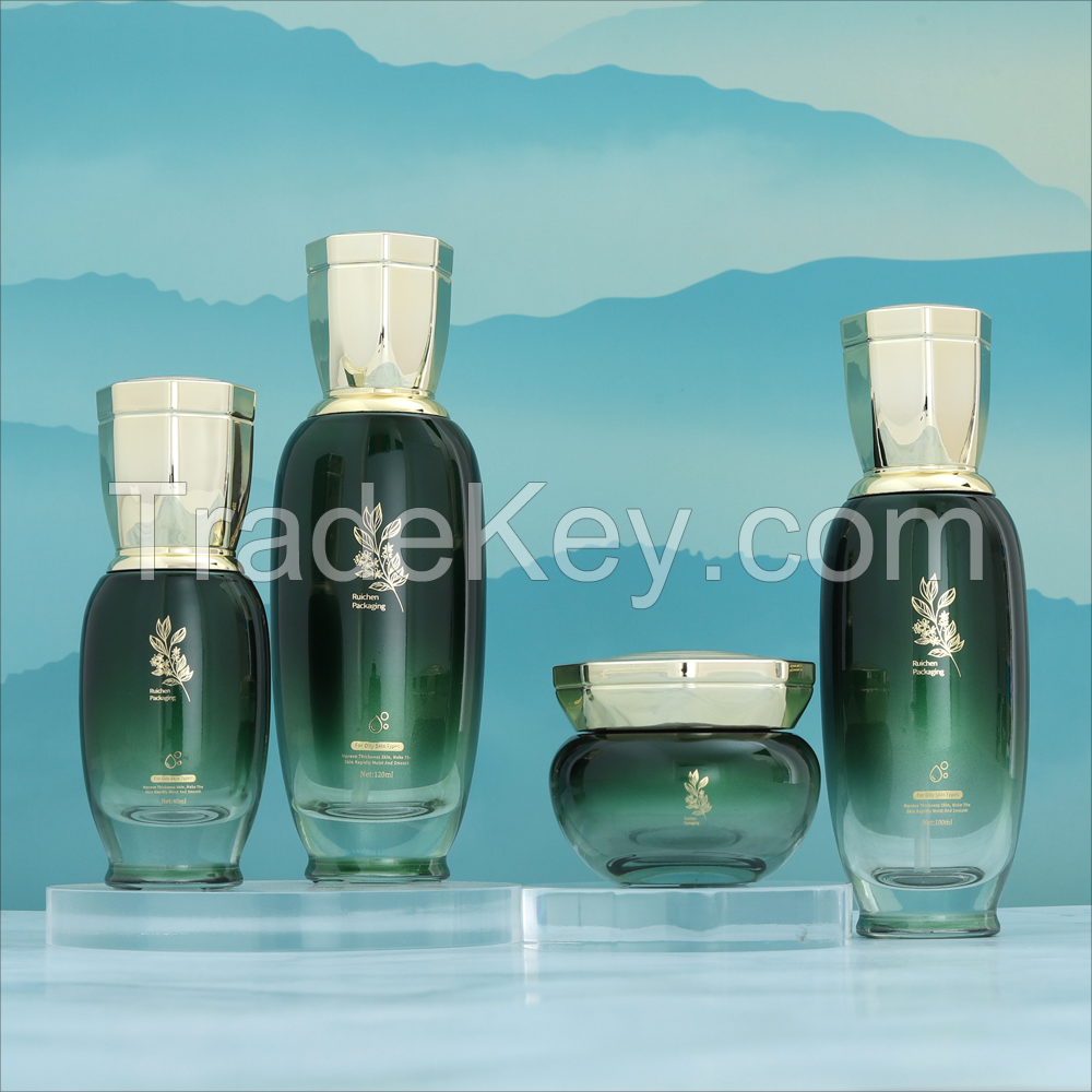 Luxury Empty Glass Cosmetic Packaging Cream Jar glass bottle glass jar set