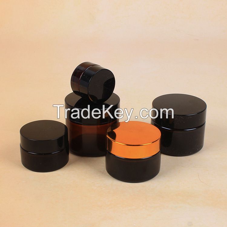 High Quality Amber Cream Glass Bottles Cream Jars For Cosmetic