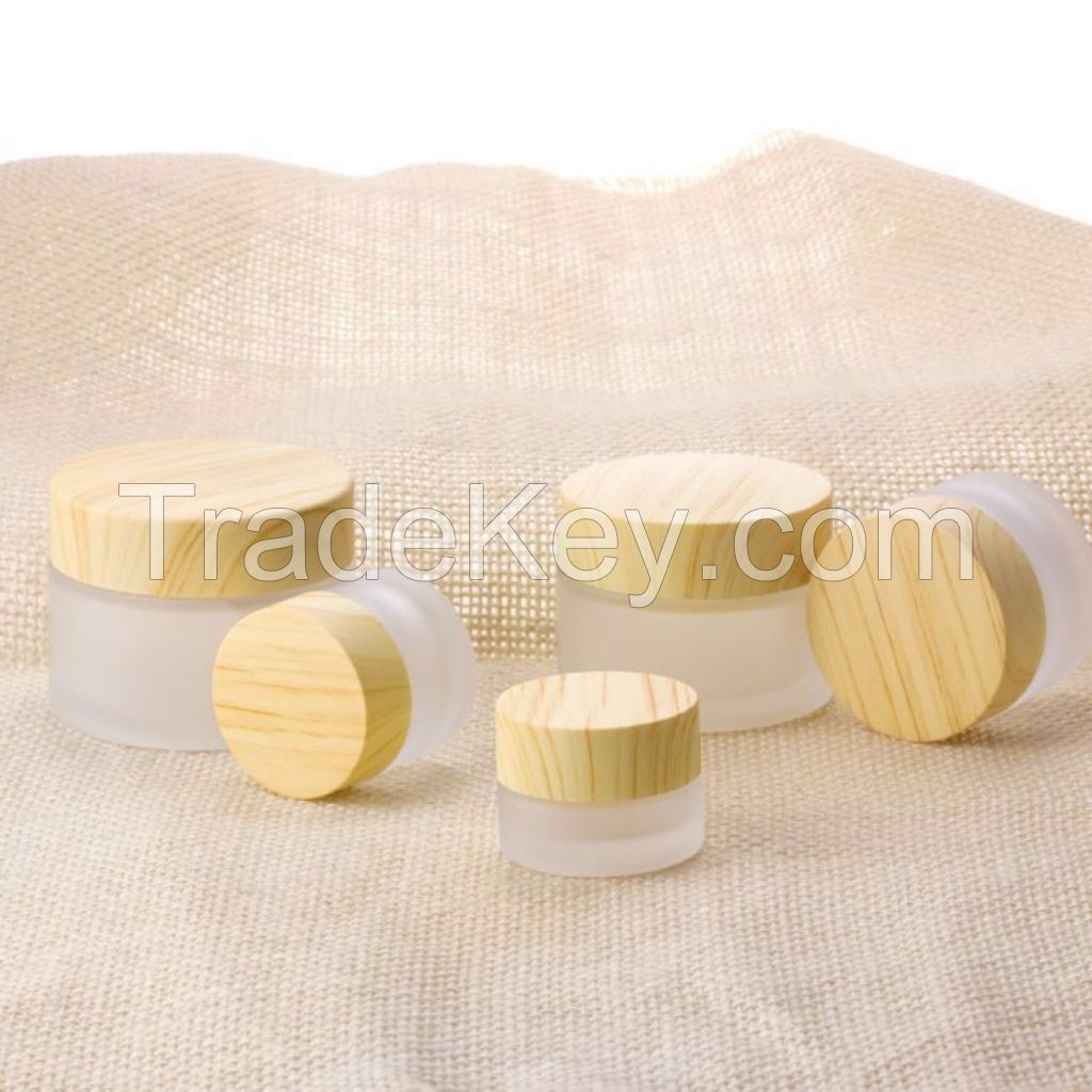 High quality clear frosted cream glass bottles cream jars for cosmetic