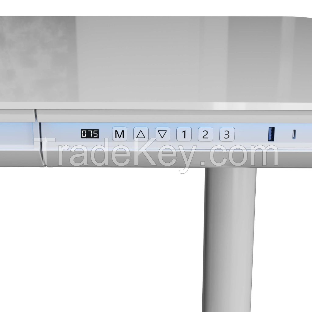 V-mounts Tempered Glass Electric Adjustable Desk with LED Light