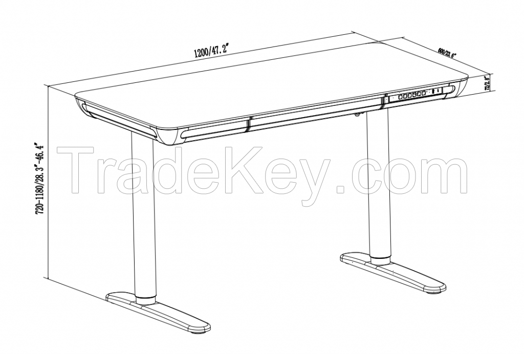 V-mounts Tempered Glass Electric Adjustable Desk with LED Light