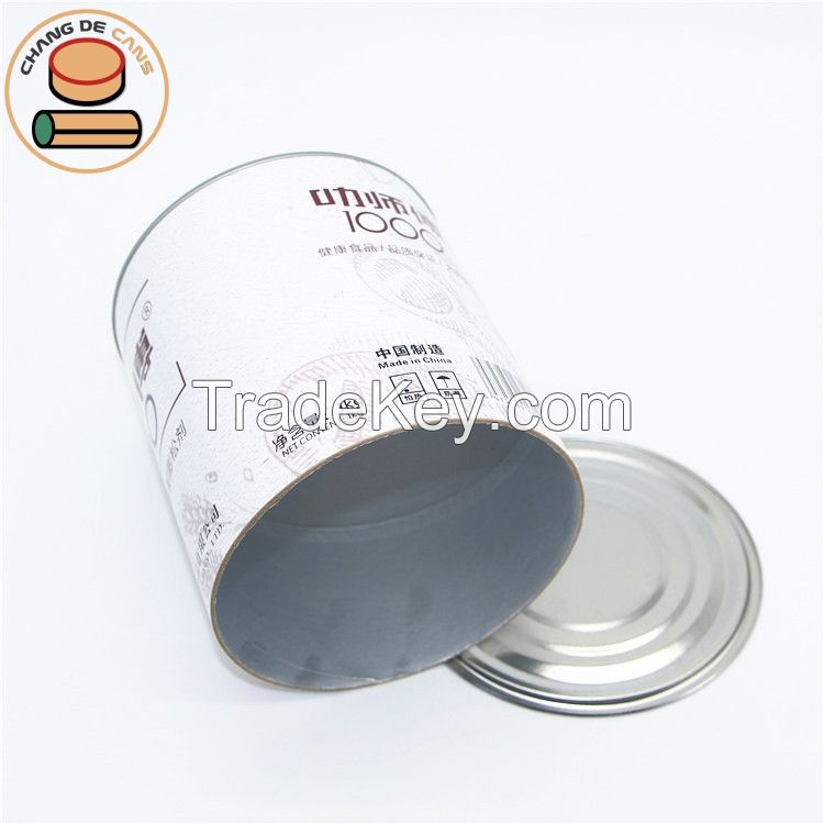 Food Grade Milk Powder Can Composite Paper Tube Pet Food Paper Canister Can Packaging Box with Metal Lid Customized Seal Can Tin