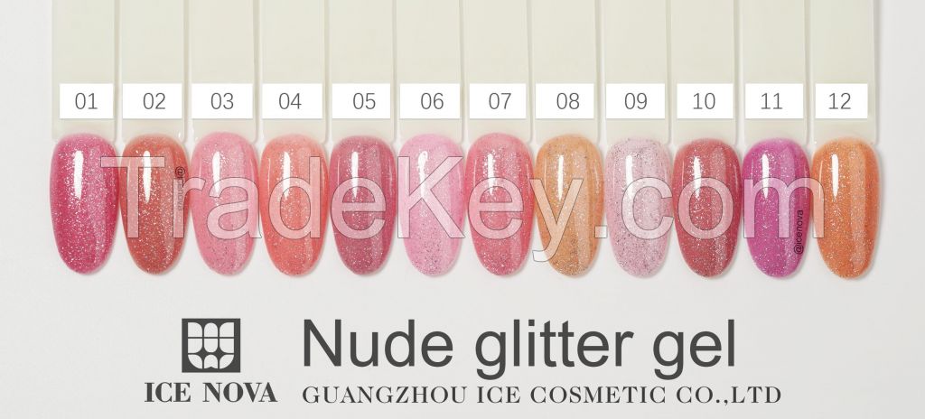 ICE NOVA | Gel Nail Nude Color with glitter