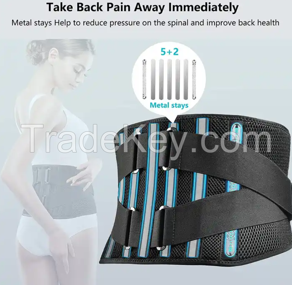Customizable Air Mesh Back Brace for Men Women Lower Back Pain Relief Stays Adjustable Belt for Work Anti-skid back support