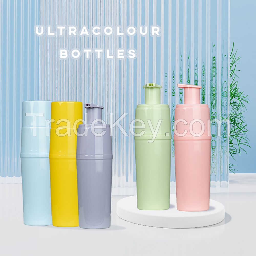 Wholesale cosmetic new Salon 2 in 1 hair color dye bottle shampoo squeeze pump Plastic bottle cream packaging