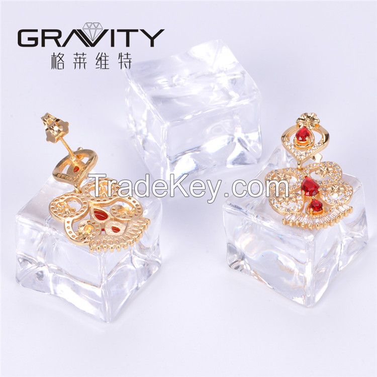 ESDG0040 Gravity 2017 latest top new model designs fashion brass plated 18K gold stud earring