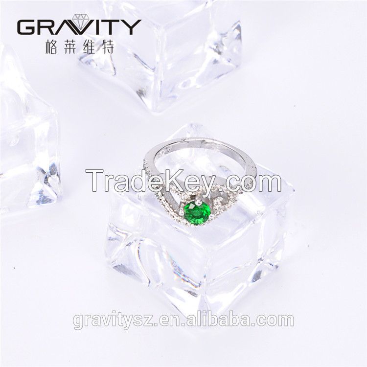 Wholesale Best Valentine Gift vogue jewelry 2 gram green diamond Arabic engagement ring for women