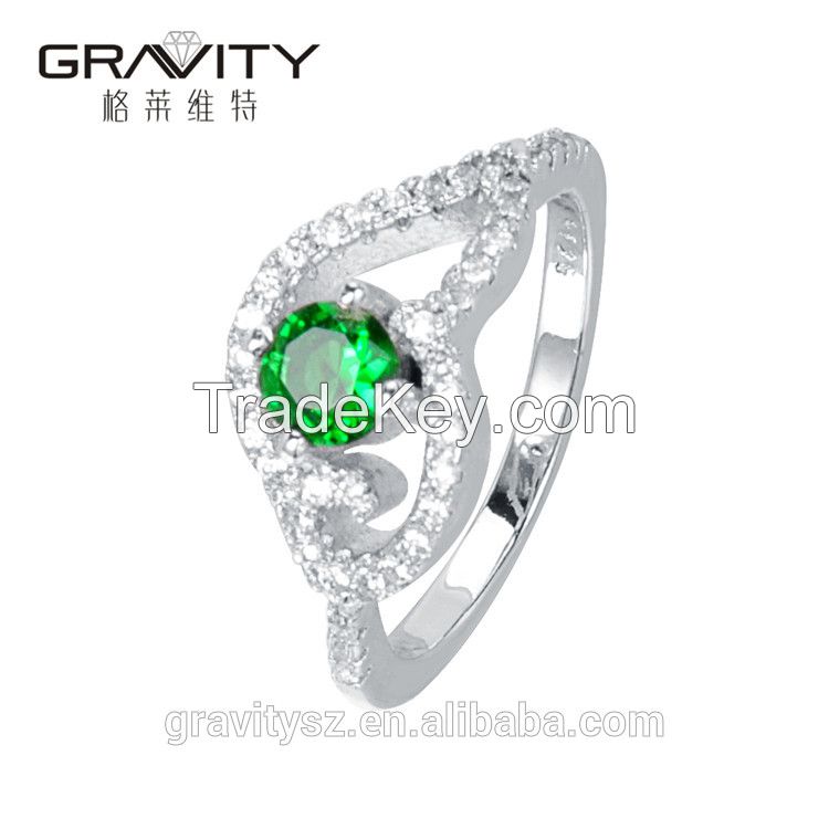 Wholesale Best Valentine Gift vogue jewelry 2 gram green diamond Arabic engagement ring for women