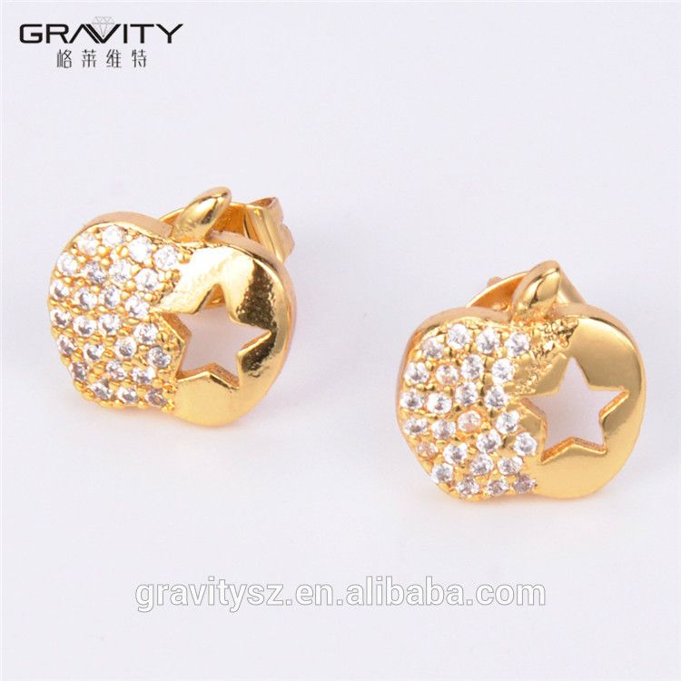 ESDG0021 latest design Apple shape gold plating stud Earring with star