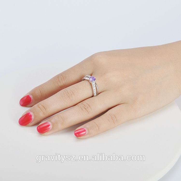 2017 custom made fashion Gift engagement jewelry Rhodium finger rings with zicron diamond