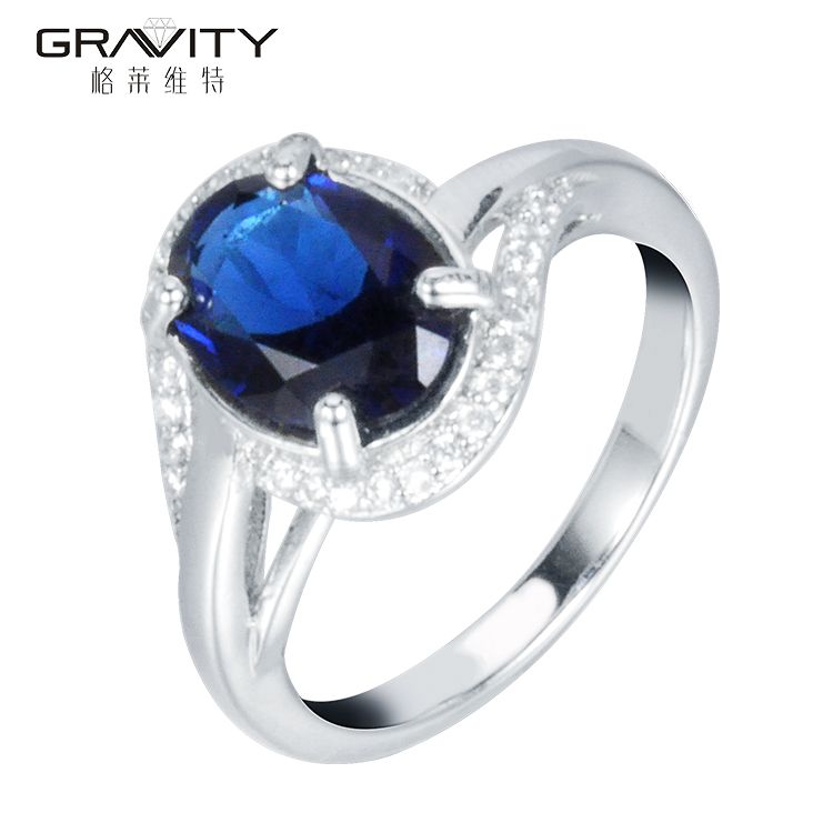 fashionable women silvery premier jewelry cheap wedding blue diamond cubic zirconia rings