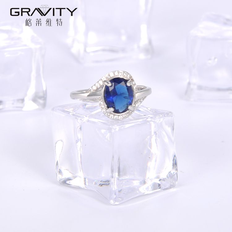 fashionable women silvery premier jewelry cheap wedding blue diamond cubic zirconia rings